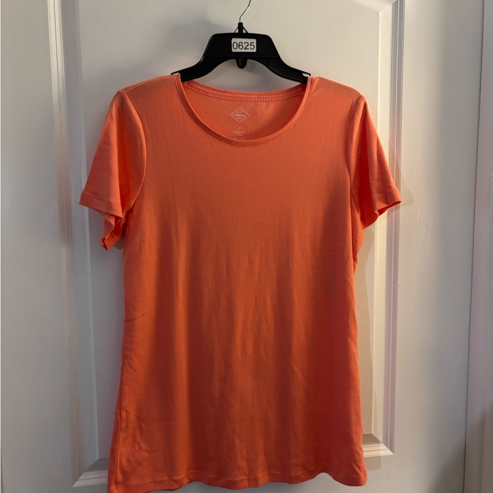 Women’s St John’s Bay Crewneck Tee - Coral Orange Sz Large Tall